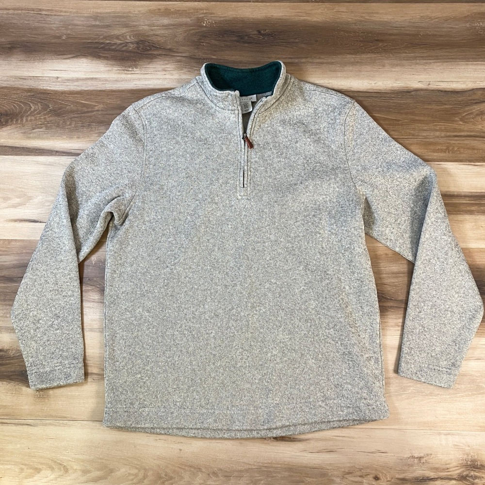Aspen Quarter Zip Pullover Mens XL Fleece Lined Marled Knit Gray Casual‎